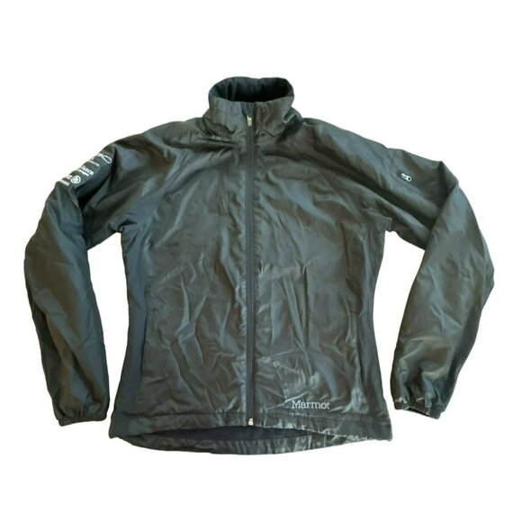 Marmot Black Jacket Size Small Lined Windbreaker Zipper LOGOS Womens - Picture 1 of 7